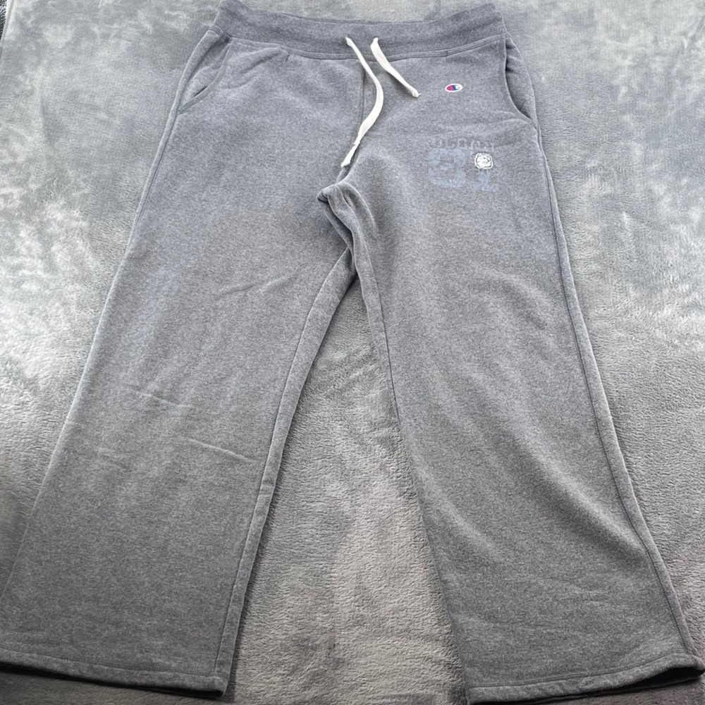 Champion UConn Huskies Sweatpants Gray Wide Leg Fleece Pants XL